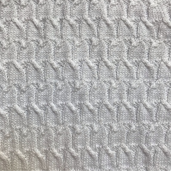 Talbots Pima Cotton White Cable Knit Sweater, EUC, L - Picture 3 of 9